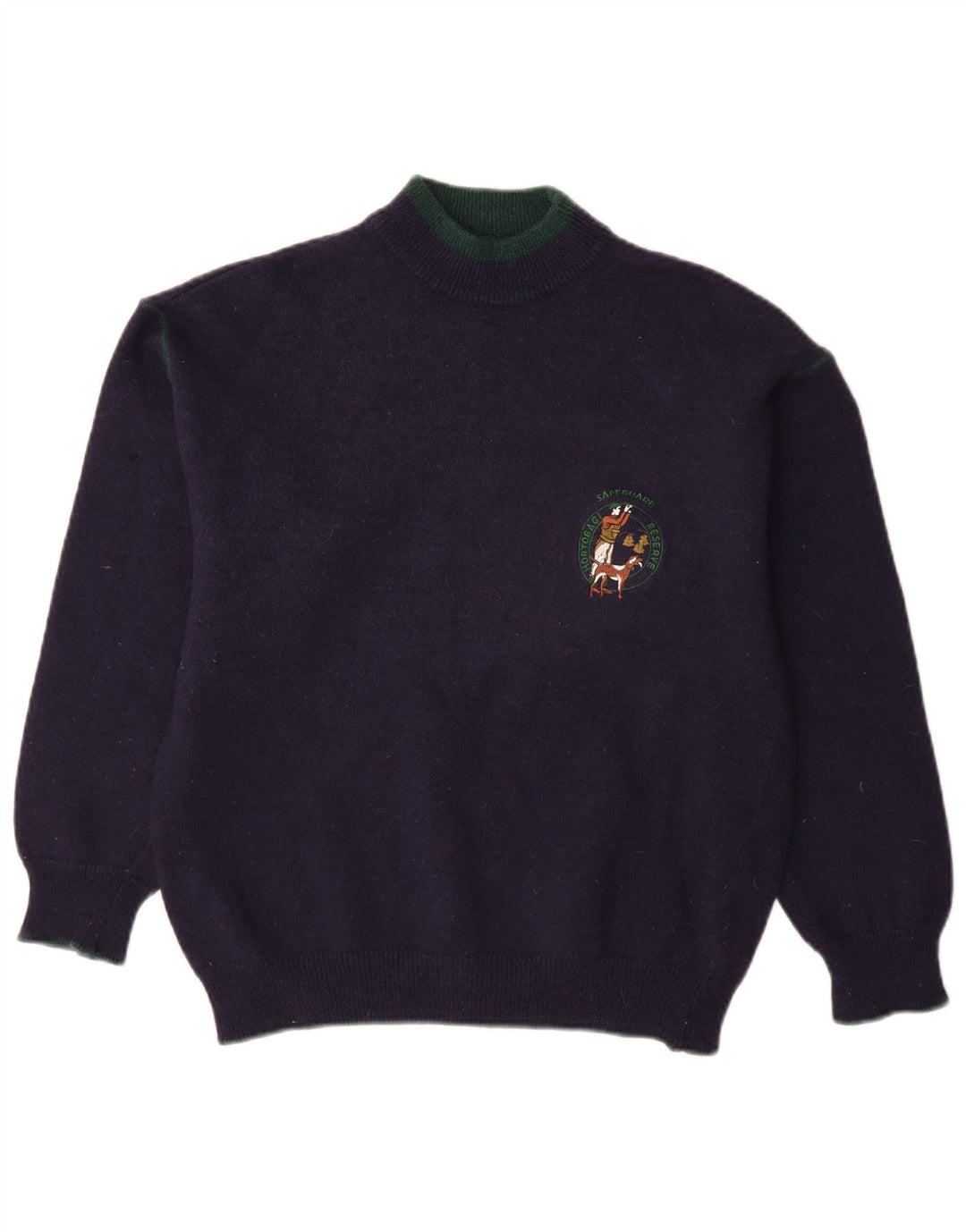 Vintage męski sweter z golfem, średni granatowy, wełna z alpaki