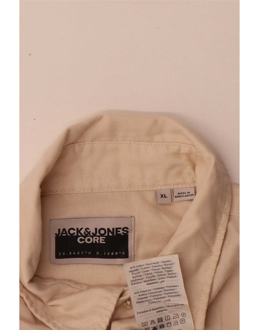 Jack & Jones Mens Shirt XL Beige Cotton
