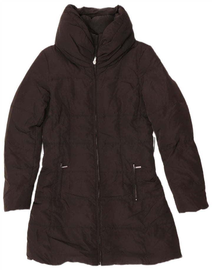 Zara Womens Padded Coat UK 14 Medium Black Polyester