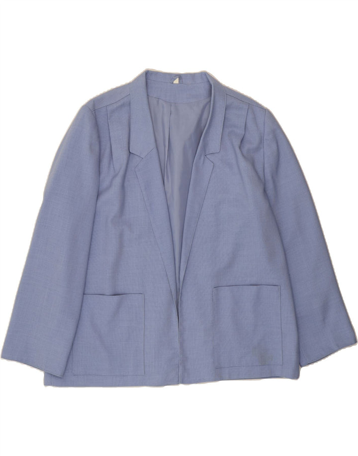 VINTAGE Womens Oversized Open Blazer Jacket UK 18 XL Blue Polyester Vintage Vintage and Second-Hand Vintage from Messina Hembry 