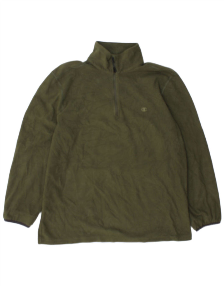 Champion Herren-Fleecepullover mit Reißverschluss am Hals, groß, Khaki, Polyester