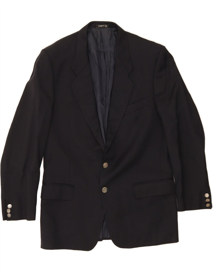 UNGARO Mens 2 Button Blazer Jacket UK 38 Medium Navy Blue Vintage Ungaro and Second-Hand Ungaro from Messina Hembry 