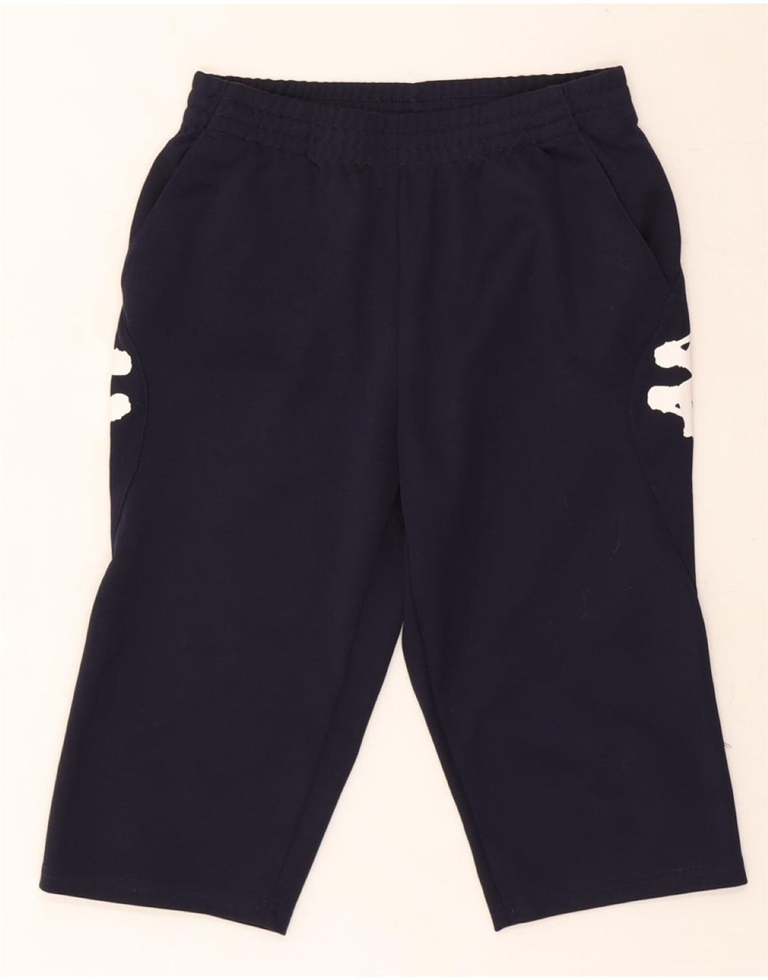 KAPPA Mens Graphic Bermuda Sport Shorts Small Navy Blue Polyester Vintage Kappa and Second-Hand Kappa from Messina Hembry 