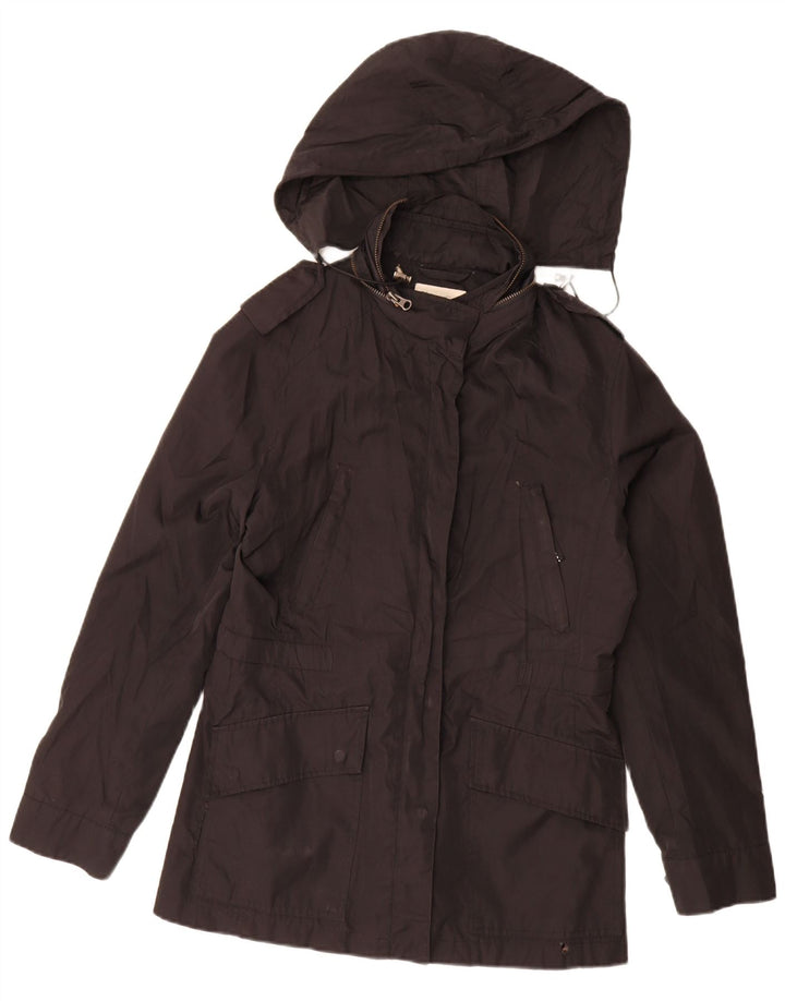 Massimo Dutti Dame Hooded Parka Jacket UK 14 Medium Black