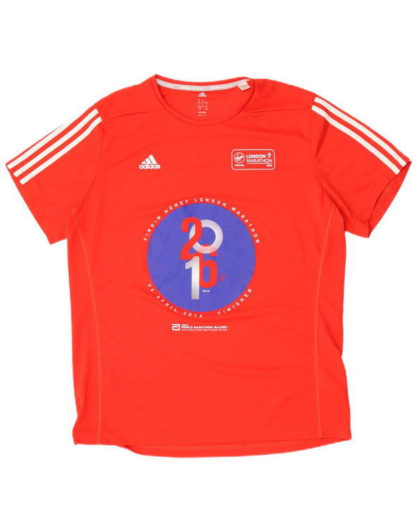 T-shirt grafica Adidas Climalite da uomo, grande, in poliestere rosso