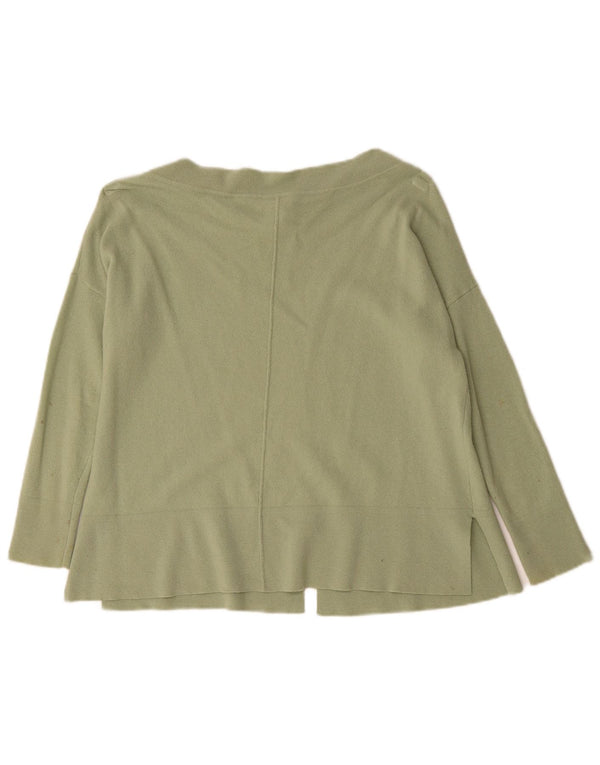 Reiss Dame Oversized Boat Neck Jumper Sweater UK 6 XS Grøn uld
