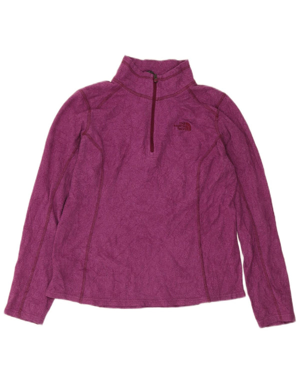 Suéter de lã feminino The North Face com zíper e gola UK 14 poliéster roxo médio