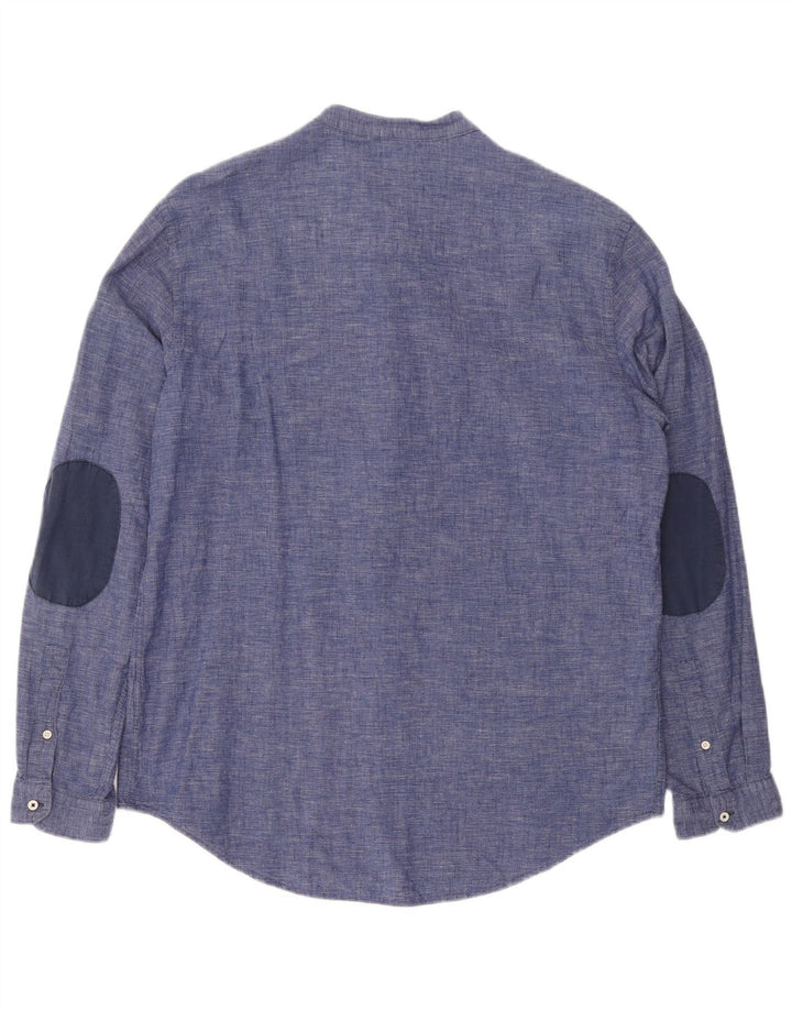 Zara Mens Super Slim Fit Pullover Shirt XL Blue Cotton