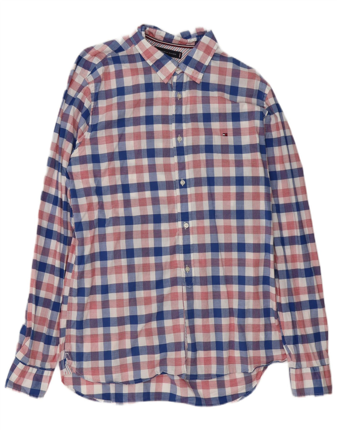 Tommy Hilfiger Mens Slim Fit Shirt Large Multicoloured Check Cotton