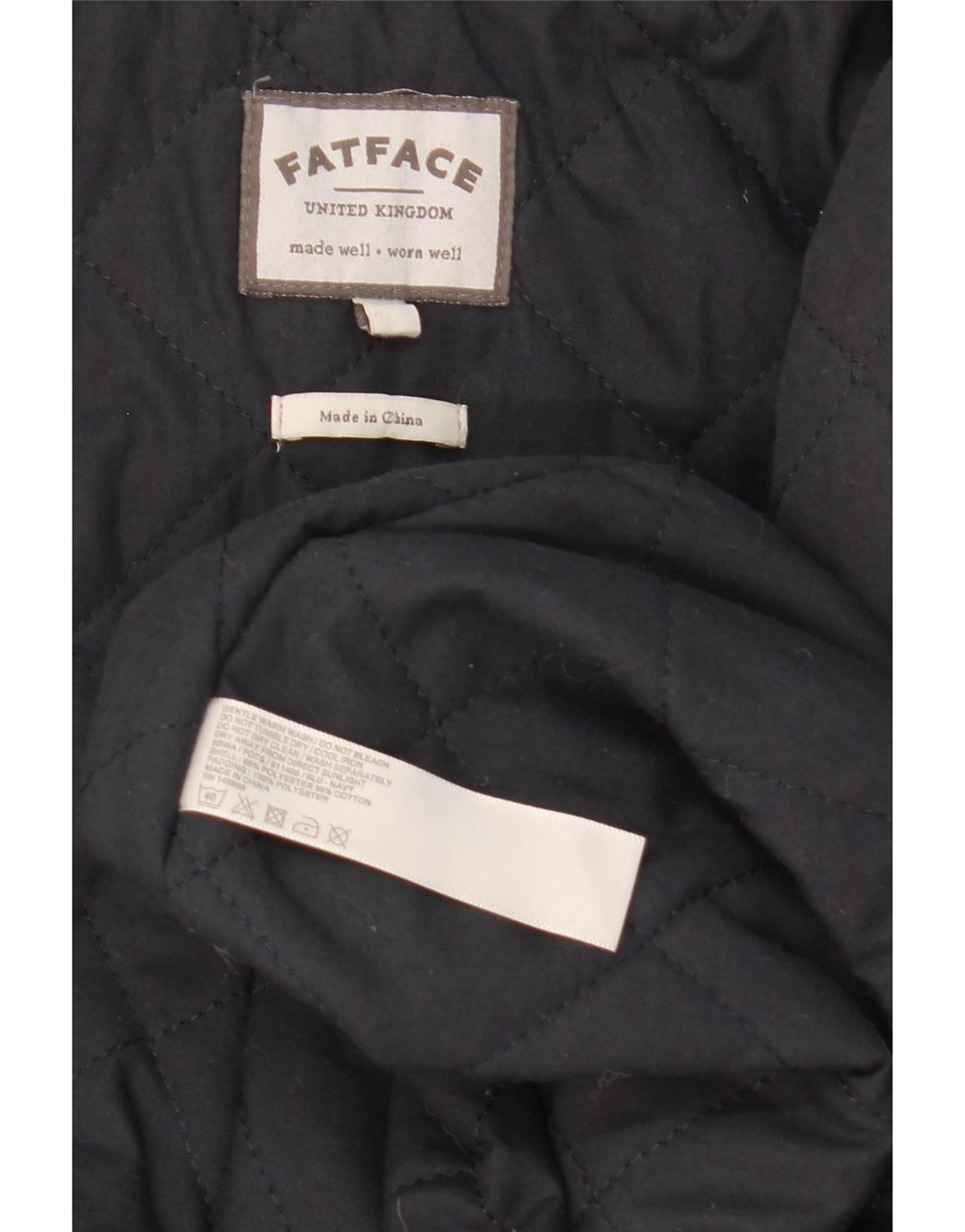 Fat Face Womens Hooded Parka Jacket UK 14 Medium Navy Blue Polyester