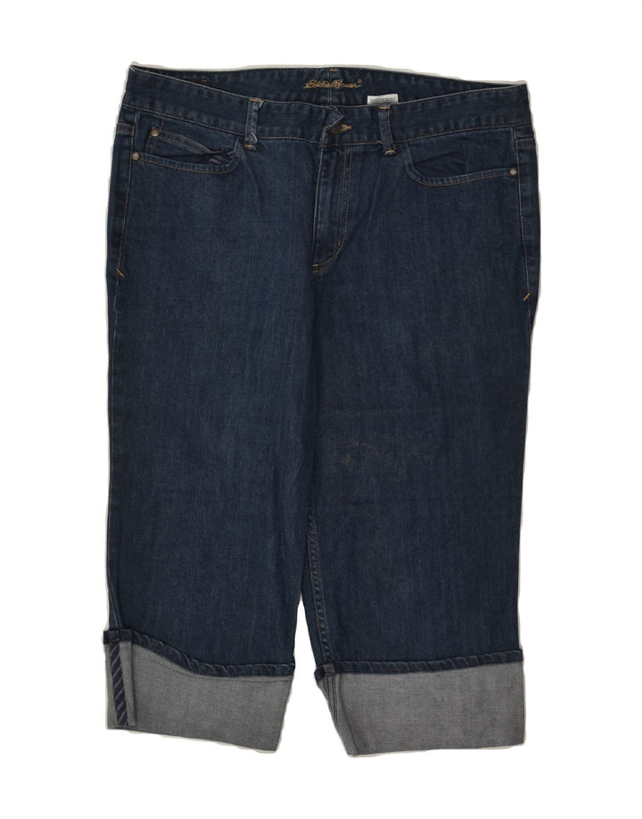 EDDIE BAUER Womens Capri Jeans US 12 Large W34 L18  Blue Cotton | Vintage Eddie Bauer | Thrift | Second-Hand Eddie Bauer | Used Clothing | Messina Hembry 
