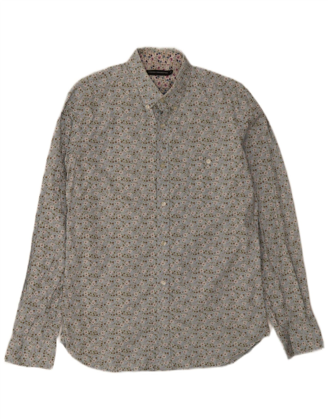 French Connection Mens Shirt Medium Blue Floral