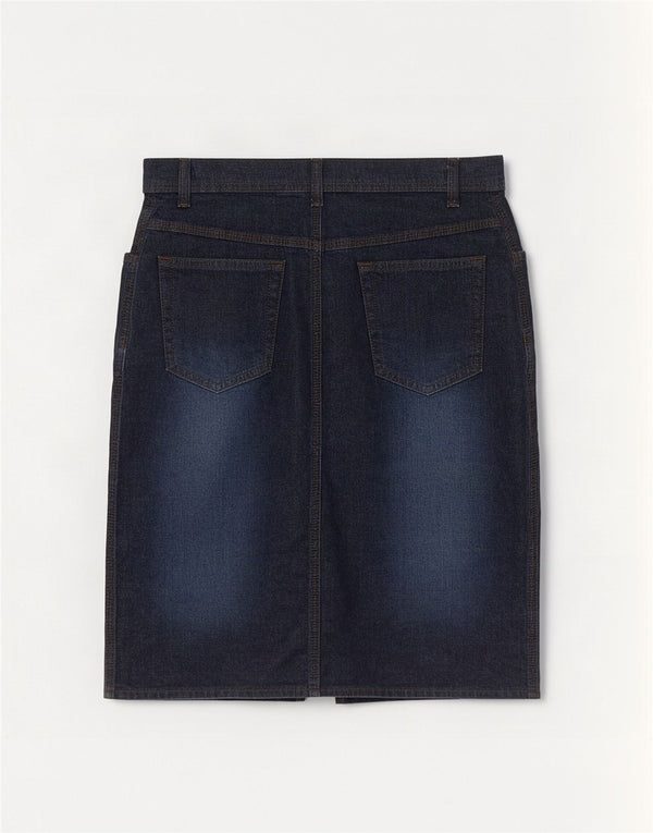 Marks & Spencer Damen Jeansrock UK 10 Small W28 Marineblaue Baumwolle