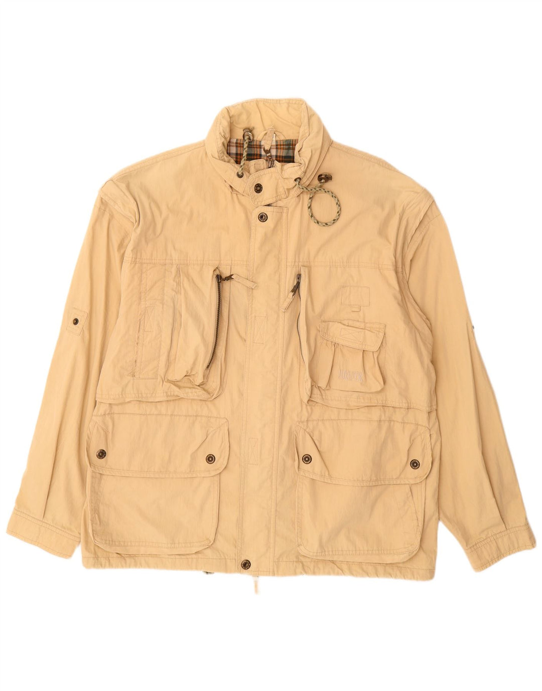 VINTAGE Herre Utility Jacket IT 54 2XL Beige Bomuld