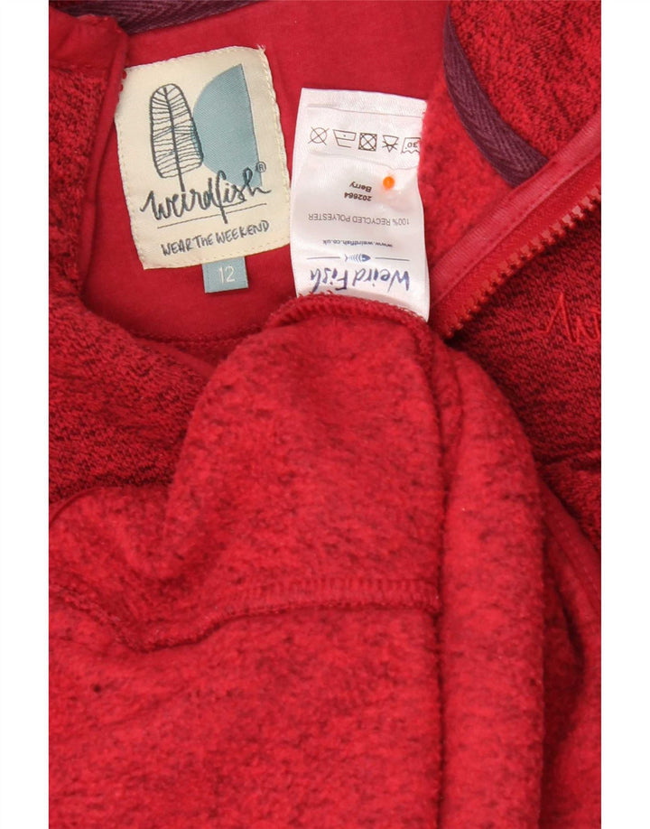 Weird Fish Womens Zip Neck Sweatshirt Jumper UK 12 Medium Red Flecked