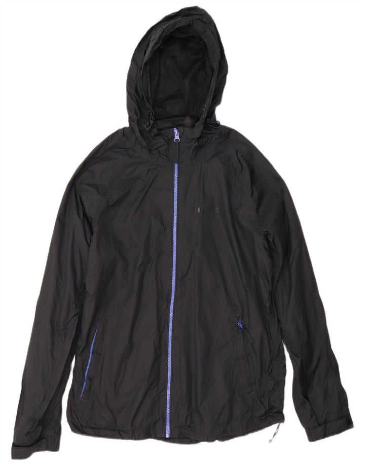Mountain Warehouse Womens Hooded Rain Jacket UK 12 Medium Black Nylon