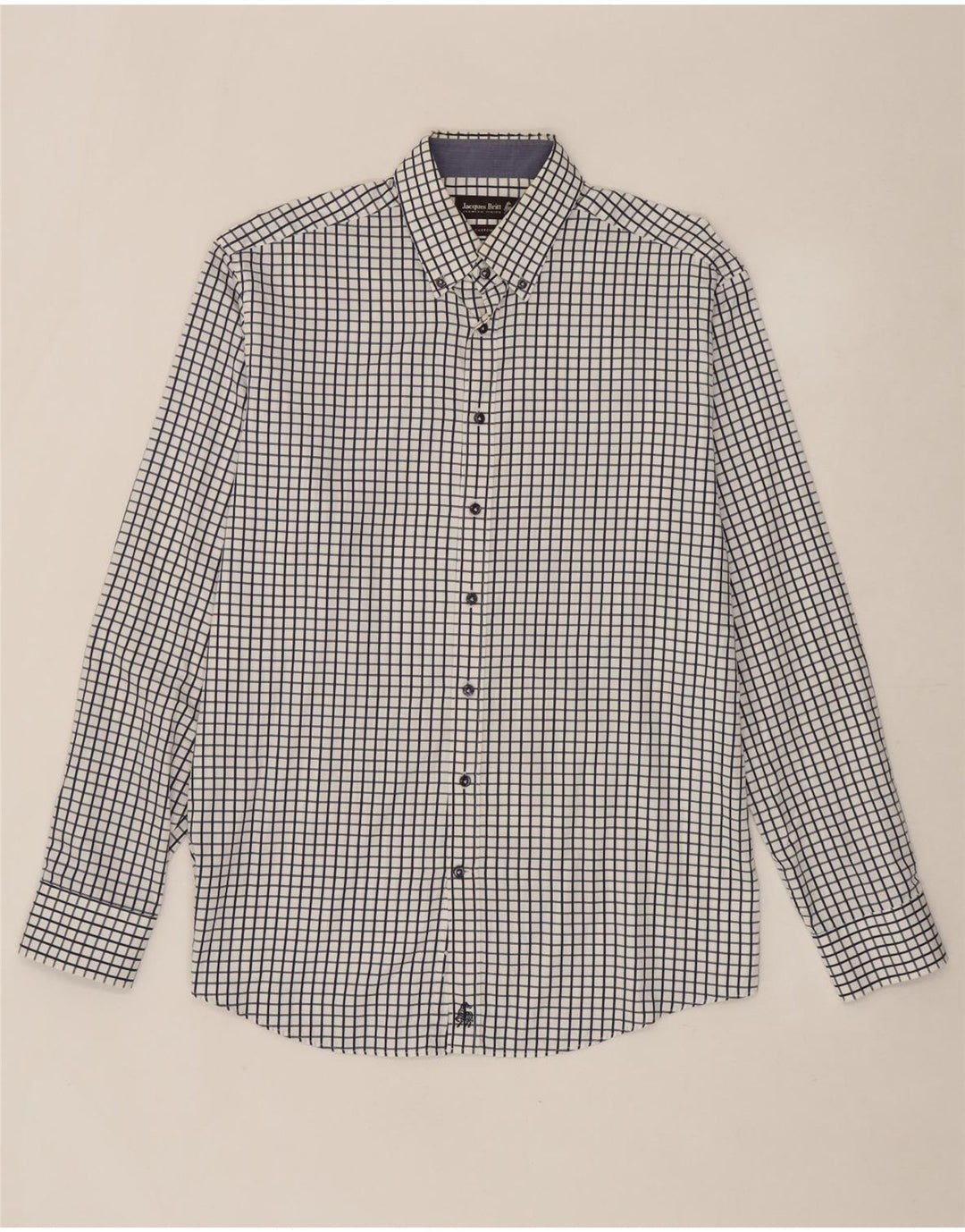 JACQUES BRITT Mens Custom Fit Shirt Size 16 41 Large Navy Blue Check Vintage Jacques Britt and Second-Hand Jacques Britt from Messina Hembry 