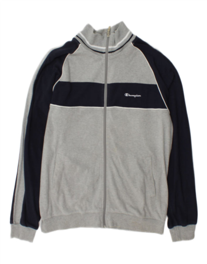 Champion Mens Tracksuit Top Jacket Large Grey Colourblock Cotton