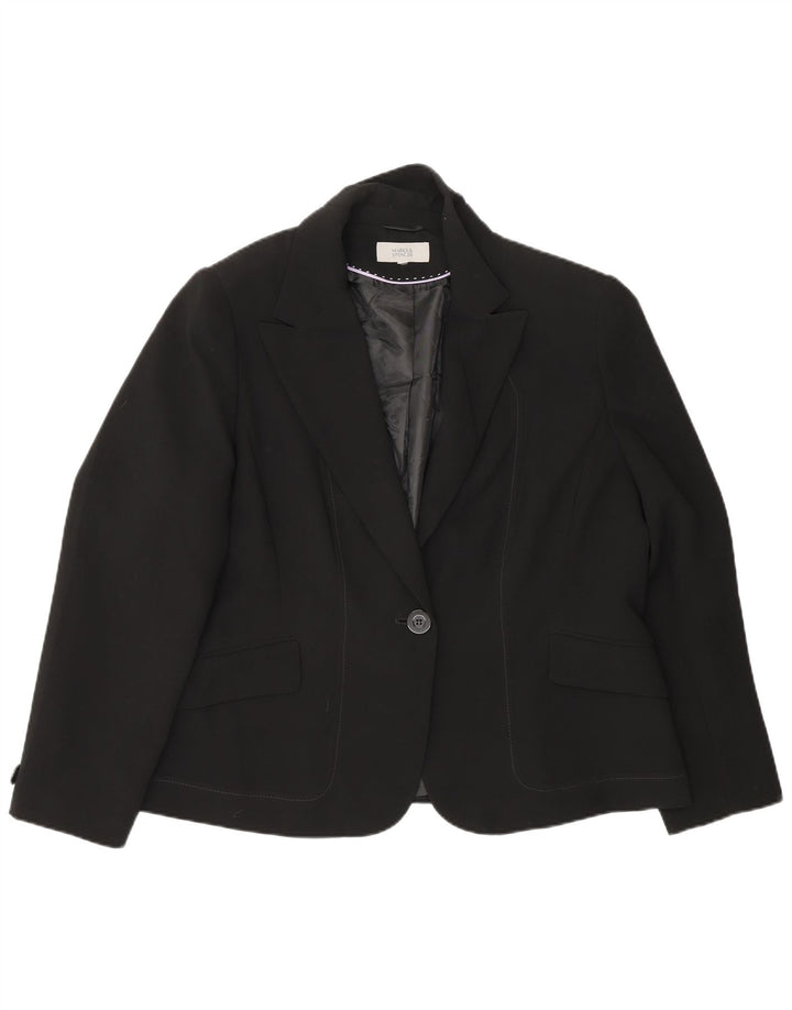 Marks & Spencer Womens 1 Button Blazer Jacket UK 18 XL Black