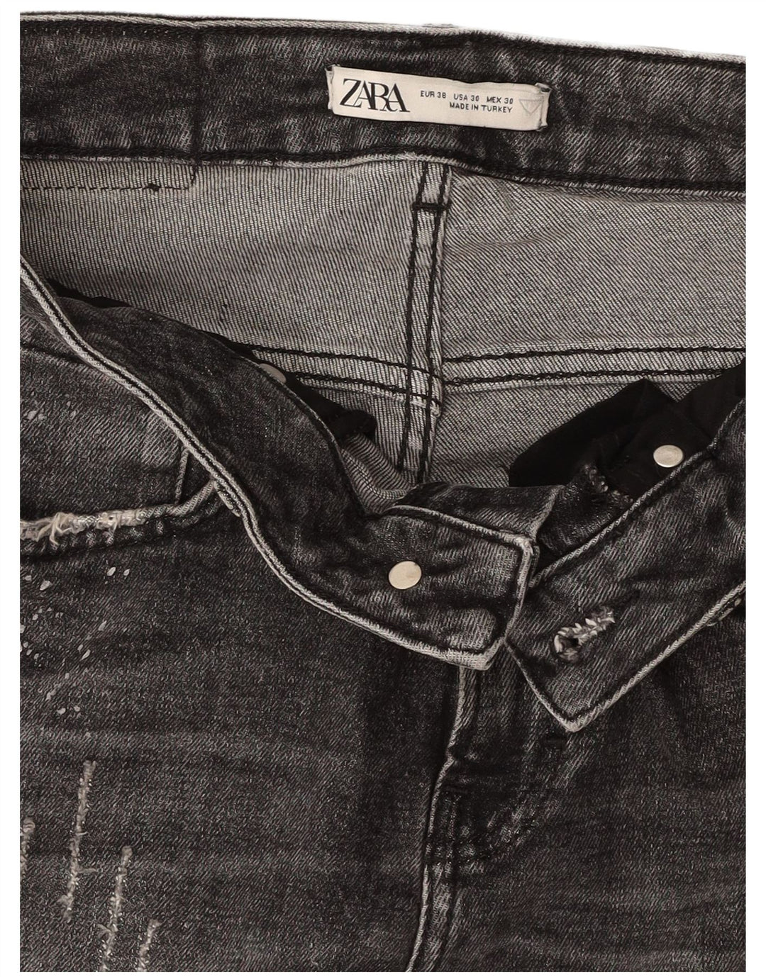 ZARA Womens Distressed Skinny Jeans EU 38 Medium W30 L29 Grey