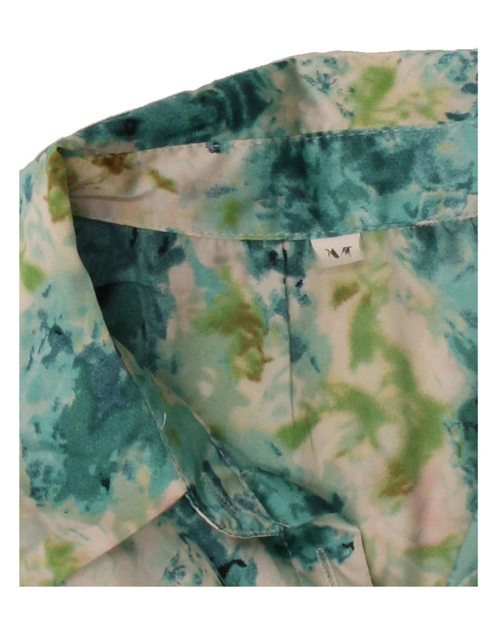 VINTAGE Womens Shirt Blouse UK 14 Medium Green Floral Polyester Vintage Vintage and Second-Hand Vintage from Messina Hembry 