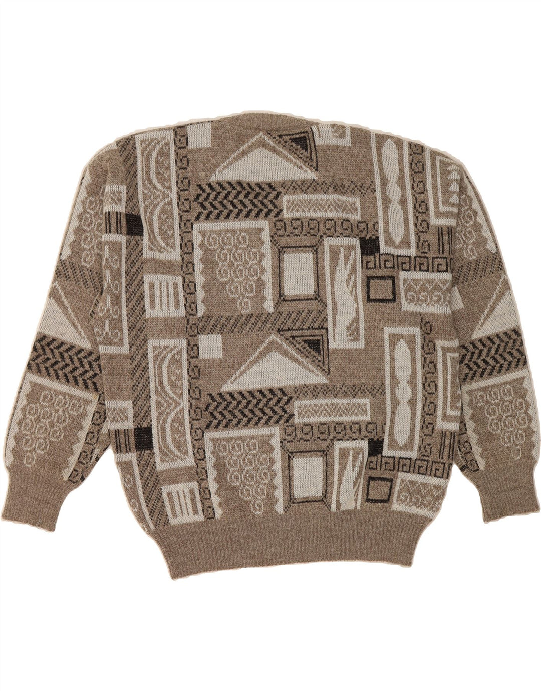 CAN AM Mens V-Neck Jumper Sweater Large Grey Geometric Vintage Can Am and Second-Hand Can Am from Messina Hembry 