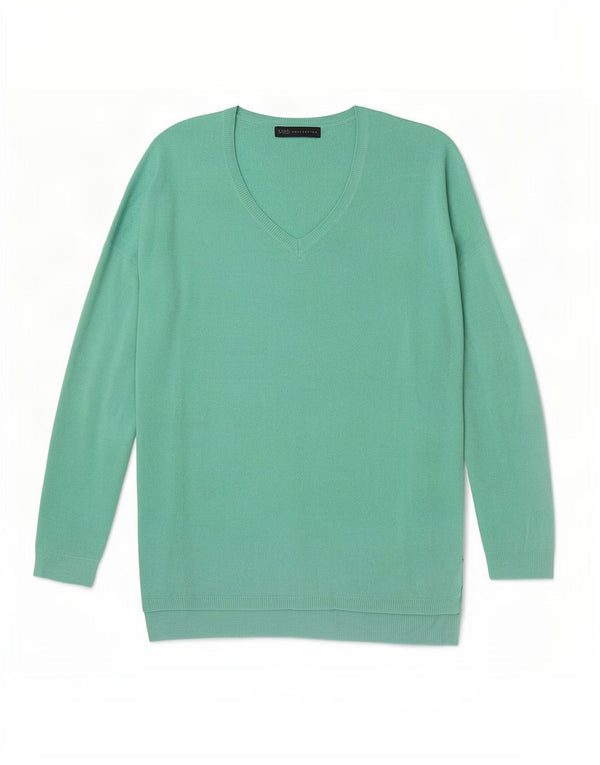 Marks & Spencer Damski sweter oversize z dekoltem w kształcie litery V, UK 10, mały zielony
