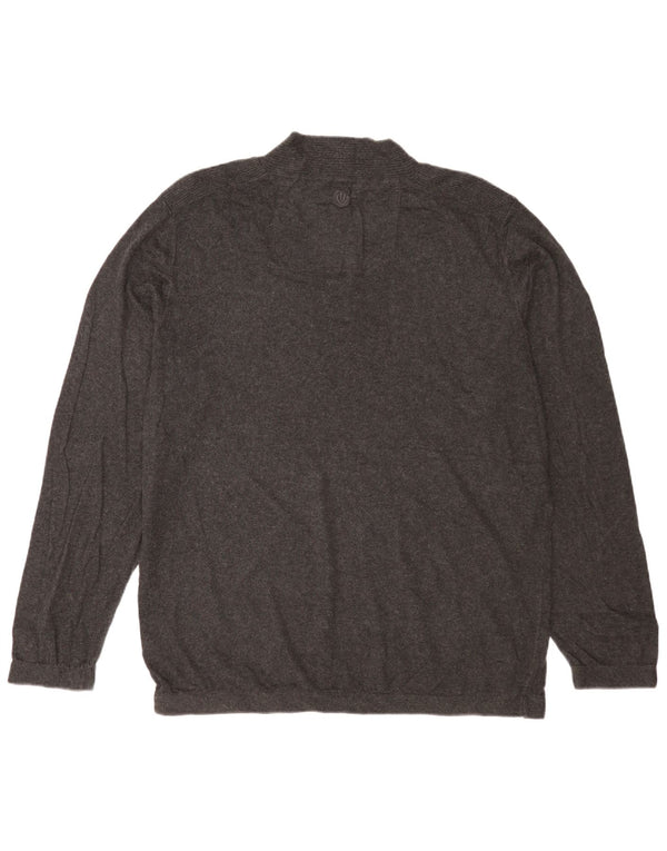 Fat Face Herre Button Neck Jumper Sweater XL Grå Bomuld