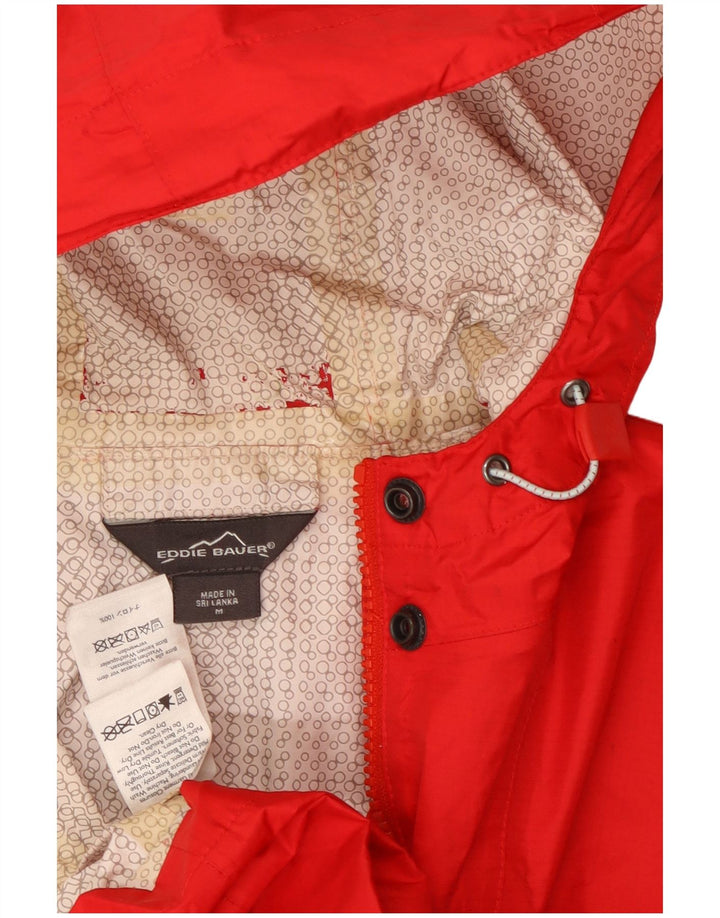 Eddie Bauer Womens Hooded Raincoat UK 14 Medium Red Nylon