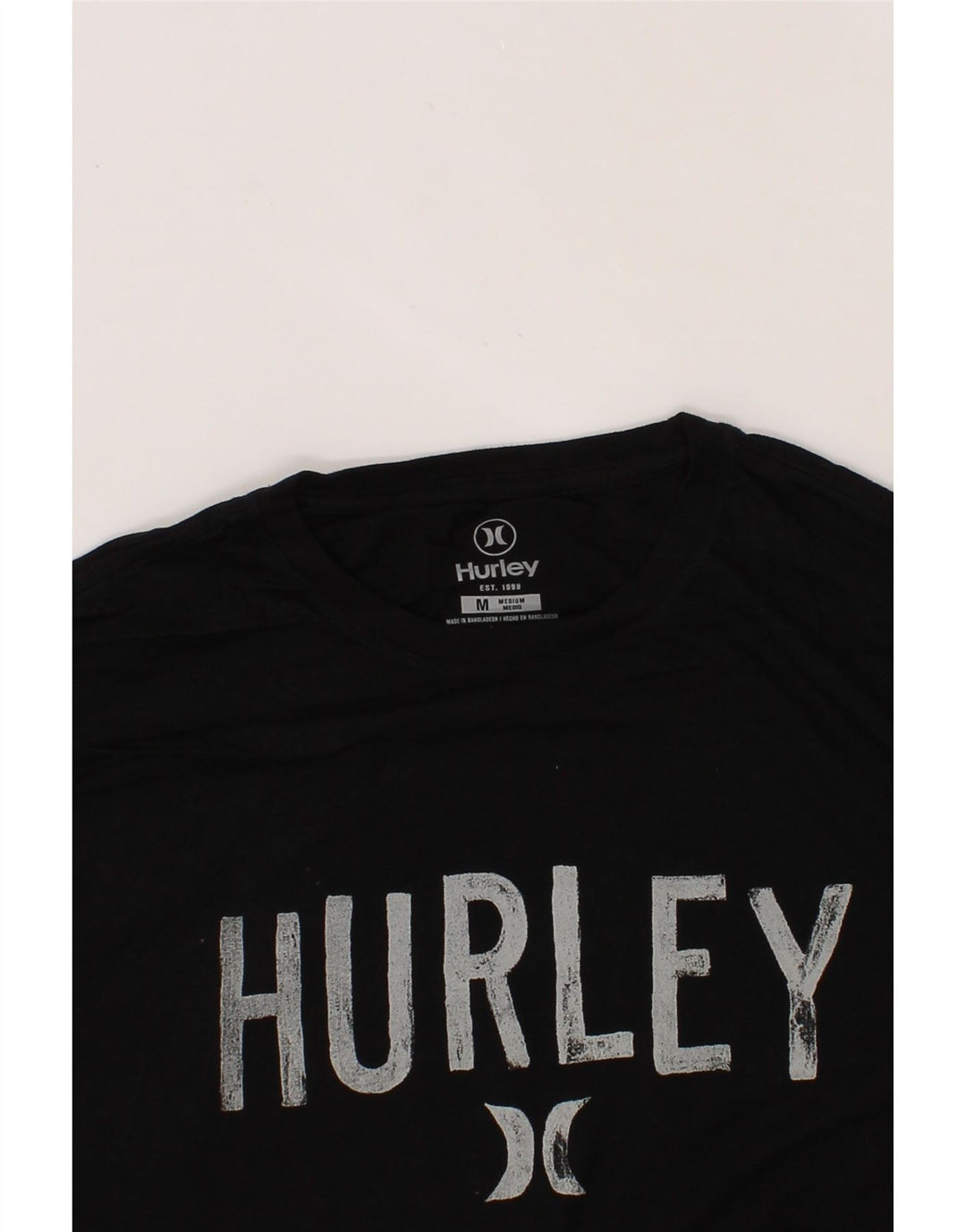 HURLEY Mens Graphic T-Shirt Top Medium Black Cotton Vintage Hurley and Second-Hand Hurley from Messina Hembry 