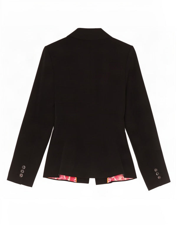 Jaqueta blazer feminina Ted Baker com 2 botões tamanho 1 XS preto poliéster