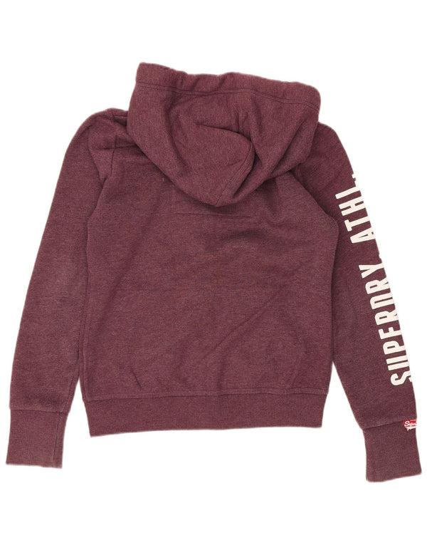 Superdry hættetrøje til kvinder med grafisk lynlås UK 10 Small Bourgogne bomuld