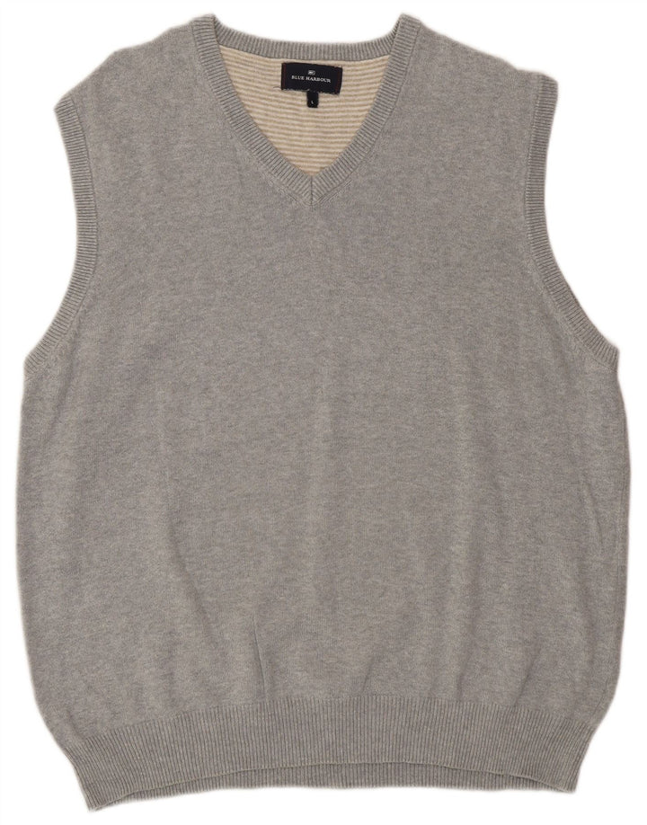 Marks & Spencer Mens Blue Harbour V-Neck Vest Tank Top Large Grey