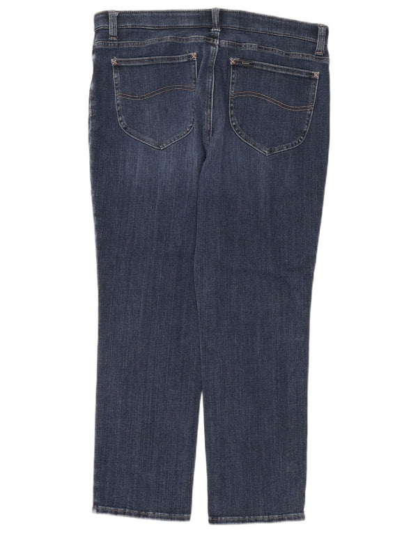 Lee Dame Mid Rise Slim Fit Straight Jeans US 14 XL W36 L26 Blå Bomuld