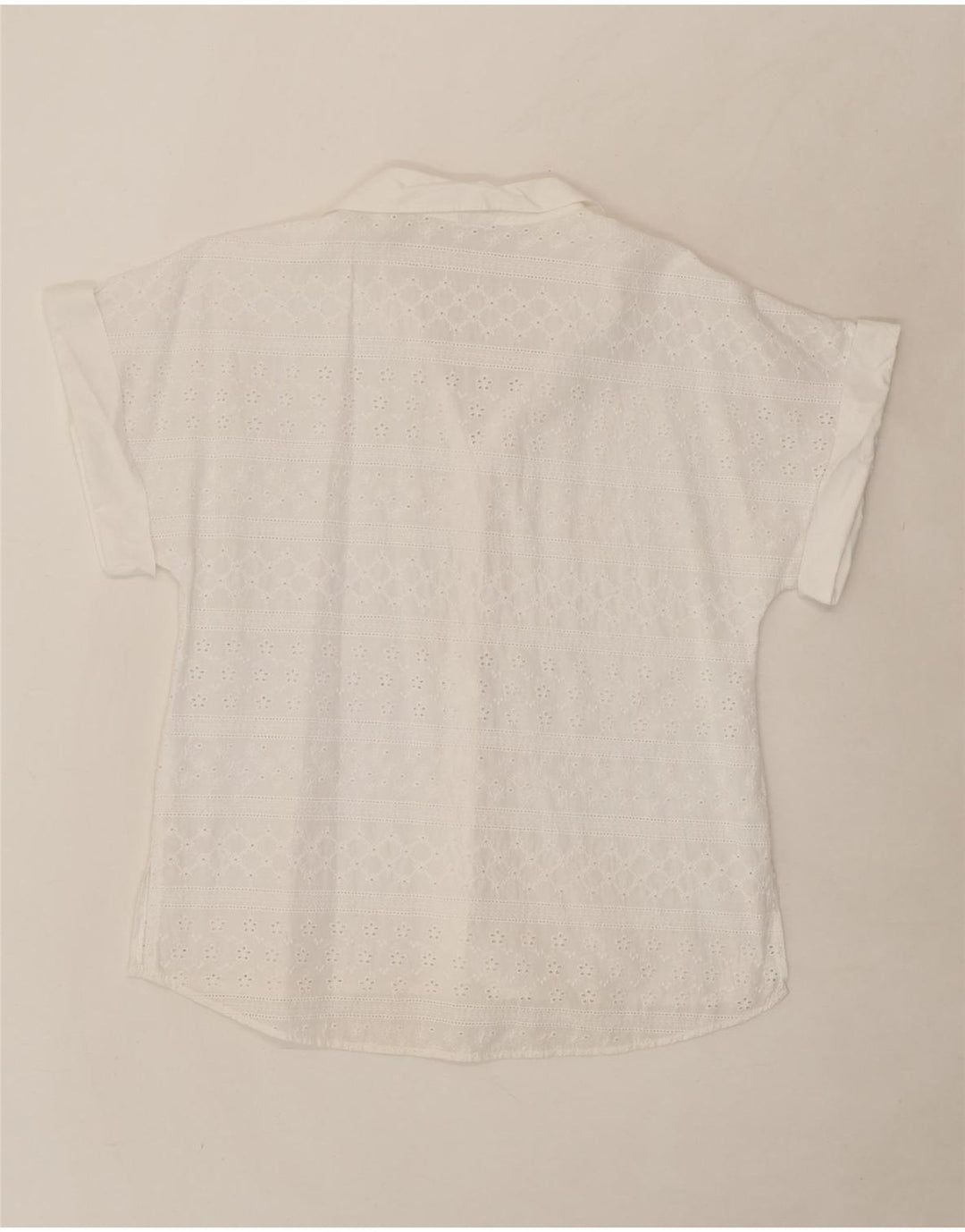 VINTAGE Womens Short Sleeve Shirt UK 14 Medium White Vintage Vintage and Second-Hand Vintage from Messina Hembry 