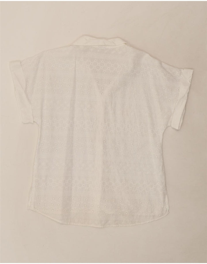 VINTAGE Womens Short Sleeve Shirt UK 14 Medium White Vintage Vintage and Second-Hand Vintage from Messina Hembry 