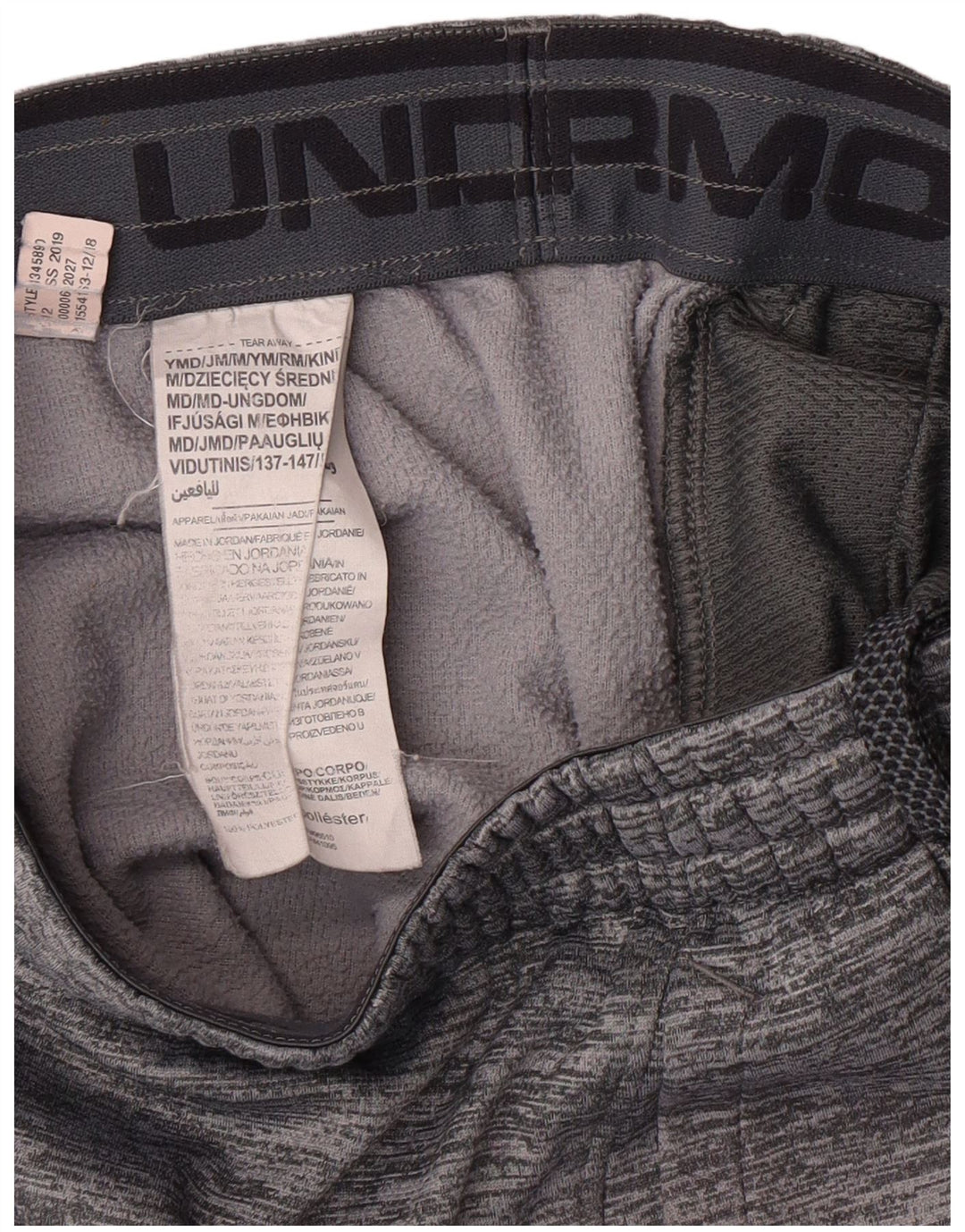 UNDER ARMOUR Boys Sport Shorts 9-10 Years Medium Grey Flecked Polyester