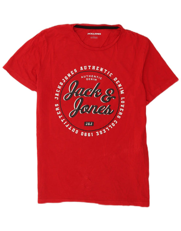 Jack & Jones Mens Regular Graphic T-Shirt Top Large Red Cotton