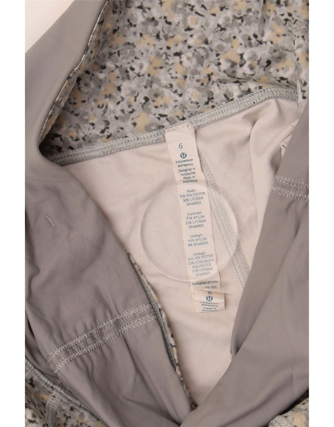 Lululemon Womens Crop Leggings US 6 Medium  Grey Floral Polyester