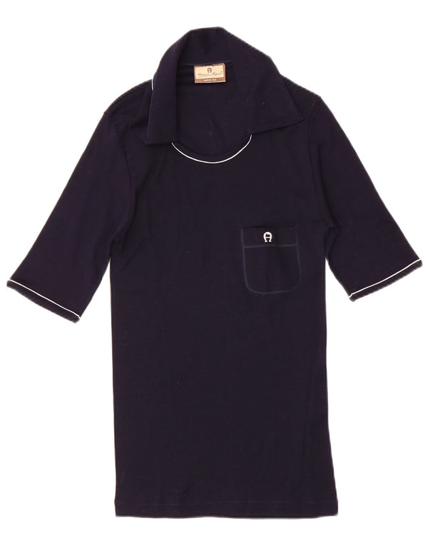Etienne Aigner Mens Polo Shirt IT 50 Medium Navy Blue Cotton
