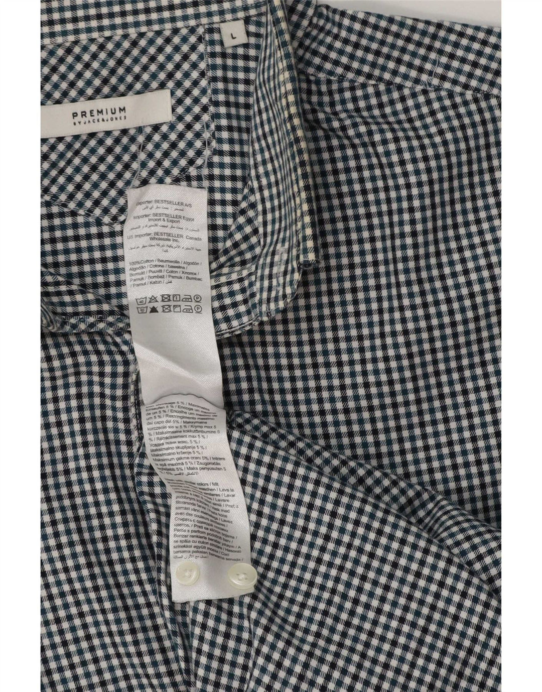 Jack & Jones Mens Shirt Large Blue Gingham Cotton