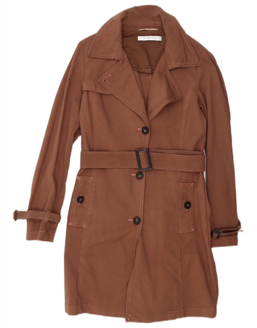 Marella Womens Trench Coat UK 10 Small Brown Cotton