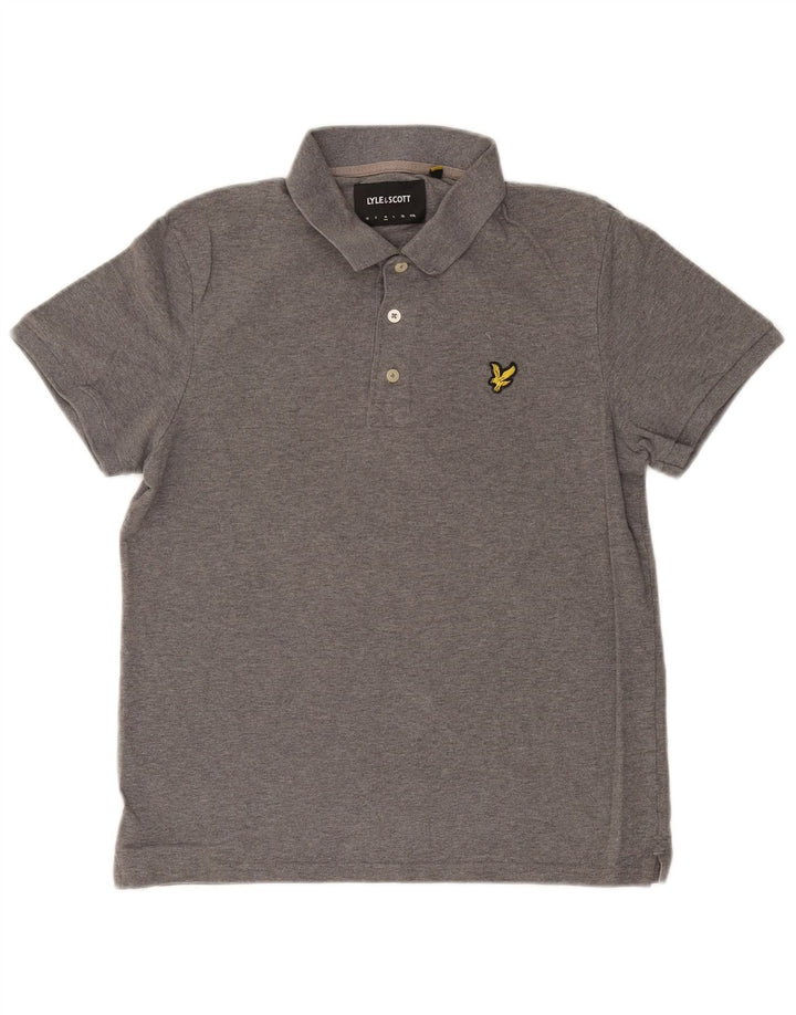 Lyle & Scott Mens Polo Shirt Medium Grey Flecked Cotton