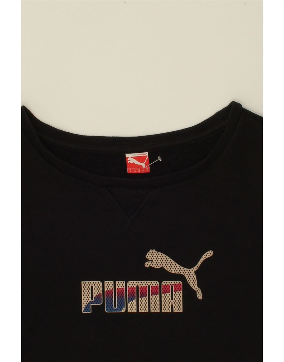 PUMA Womens Graphic Sweatshirt Jumper UK 10 Small Black Vintage Puma and Second-Hand Puma from Messina Hembry 