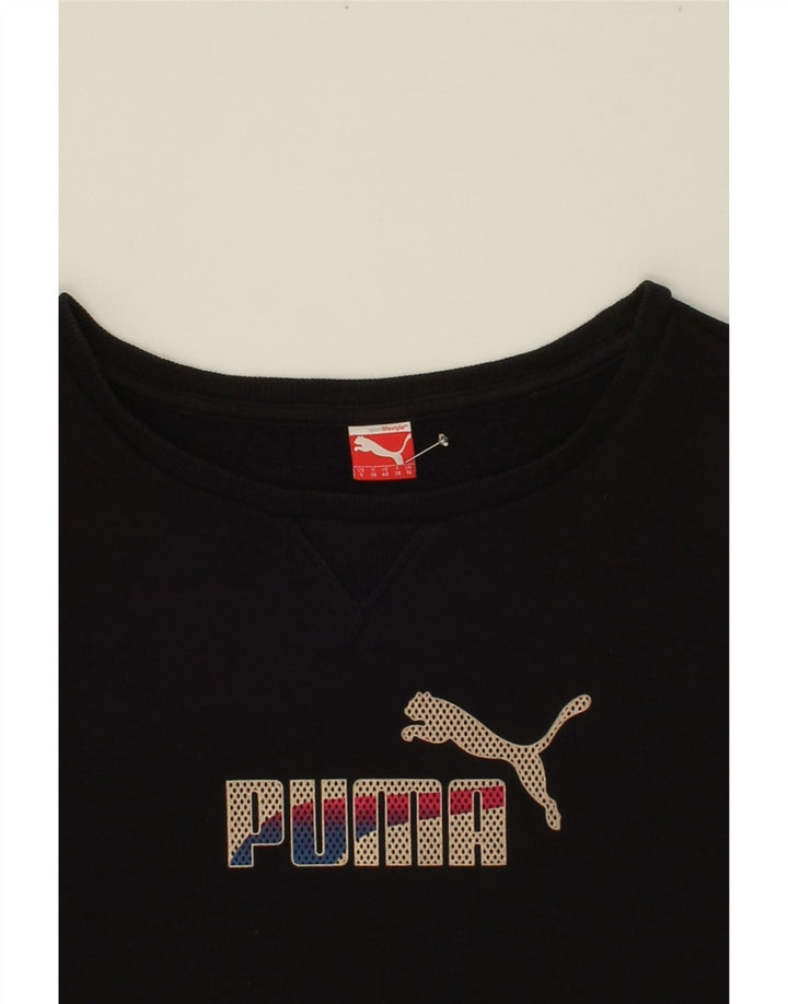 PUMA Womens Graphic Sweatshirt Jumper UK 10 Small Black Vintage Puma and Second-Hand Puma from Messina Hembry 
