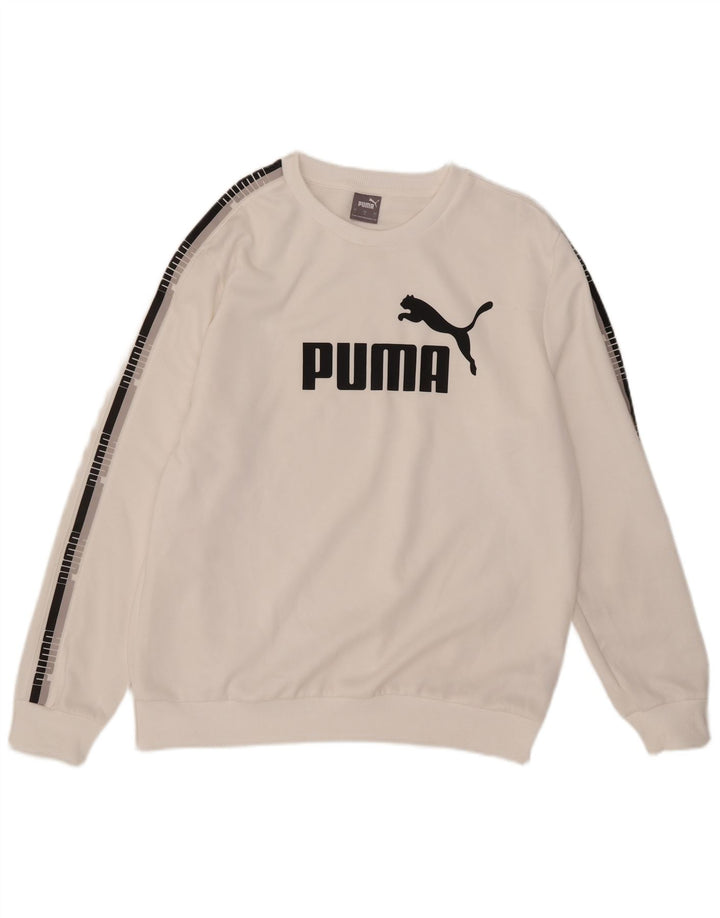 Puma Mens Graphic Sweatshirt Jumper Large White Polyester