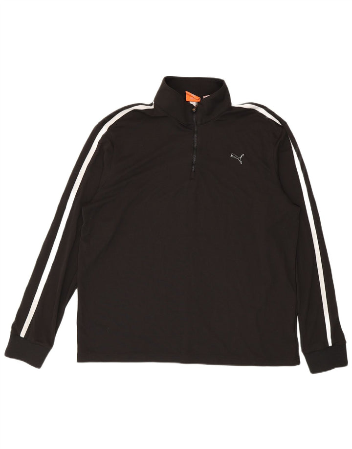 Maglia da tuta Puma da uomo con zip e collo, grande, in poliestere nero