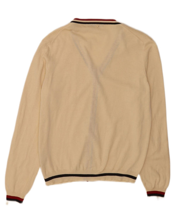 Zara Mens Cardigan Sweater XL Beige Striped Acrylic