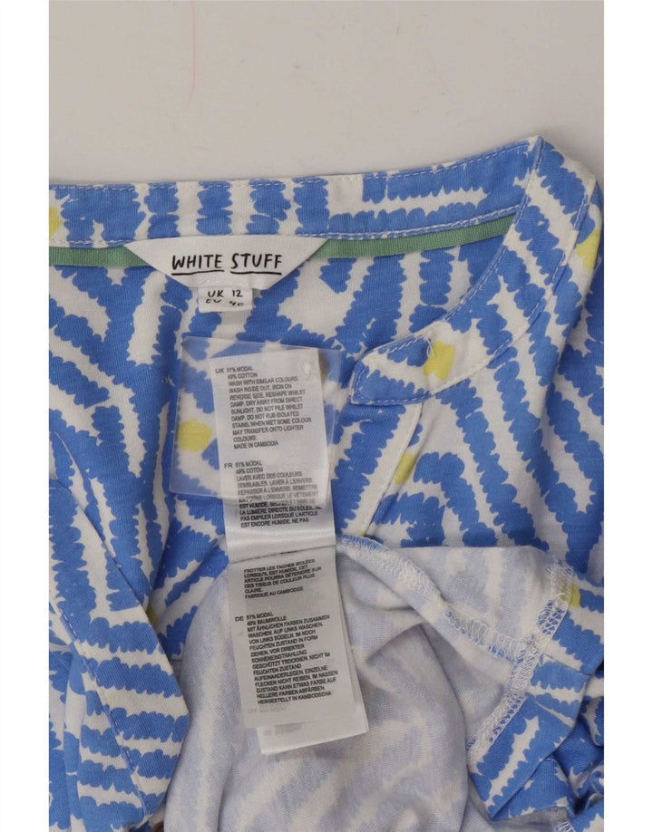 White Stuff Womens Tiered Dress UK 12 Medium Blue Geometric Modal