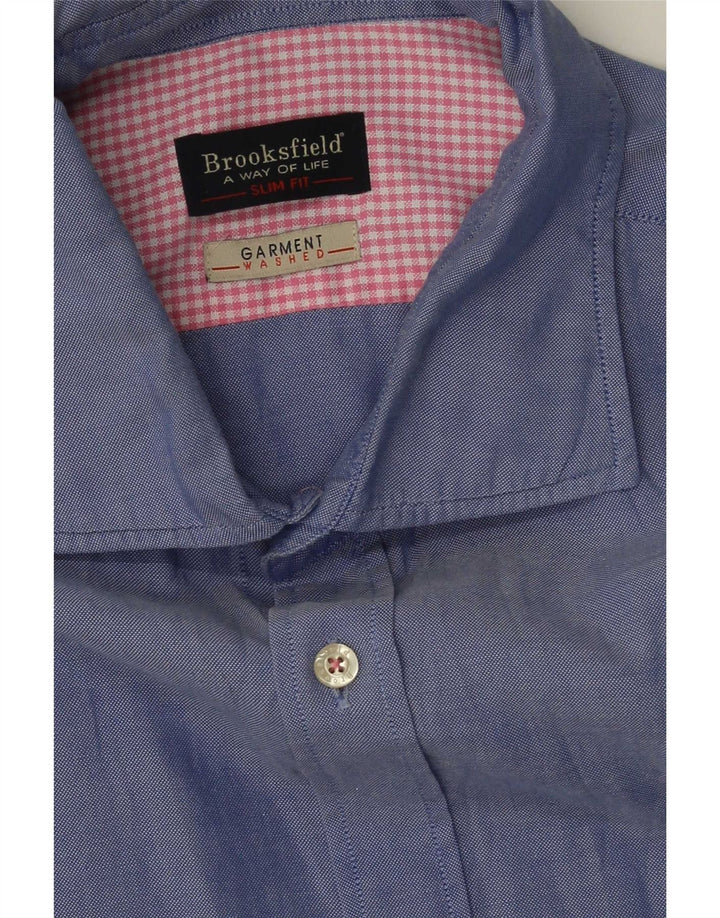 Brooksfield Mens Shirt Size 43 Large Blue Spotted